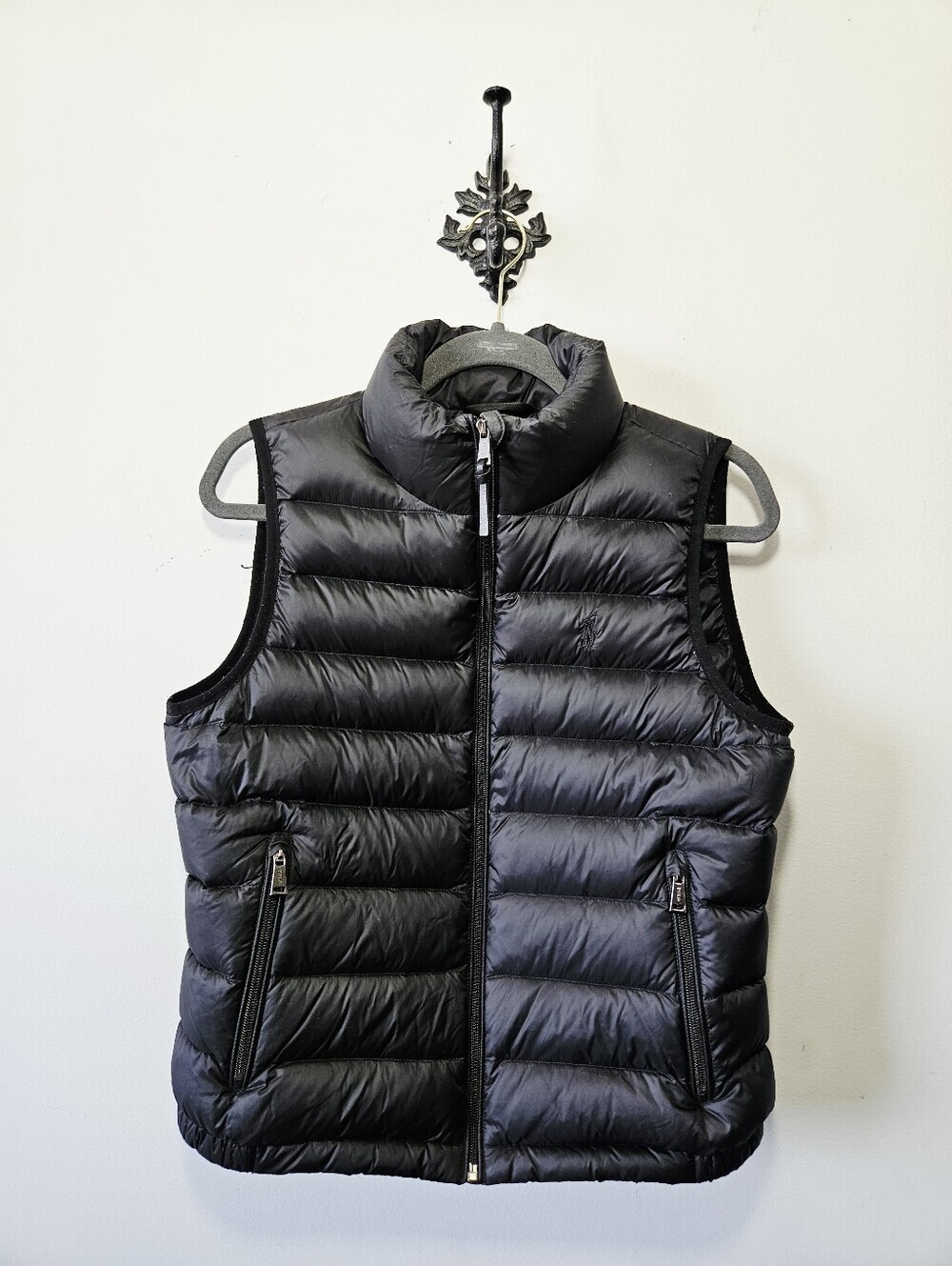 Polo Ralph Lauren Down Puffer Vest Womens Size M Black Full Zip